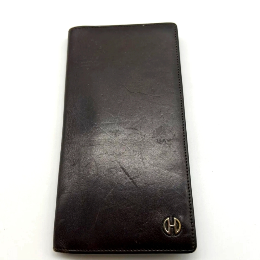 Celine all leather brown wallet